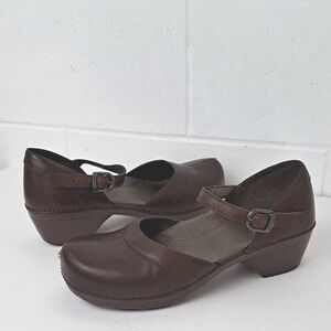 Dansko Sally Clog Brown Leather Mary Jane Sz41 10.5-11